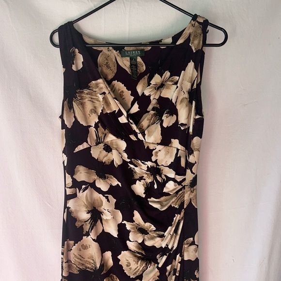 Lauren Ralph Lauren Purple and Cream Floral Midi Dress - Picture 1 of 9